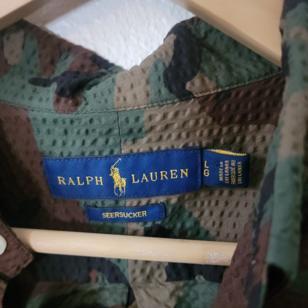 POLO RALPH LAURENMen's Classic-Fit Camo Seersucker ShirtSize Large.. - Picture 6 of 13